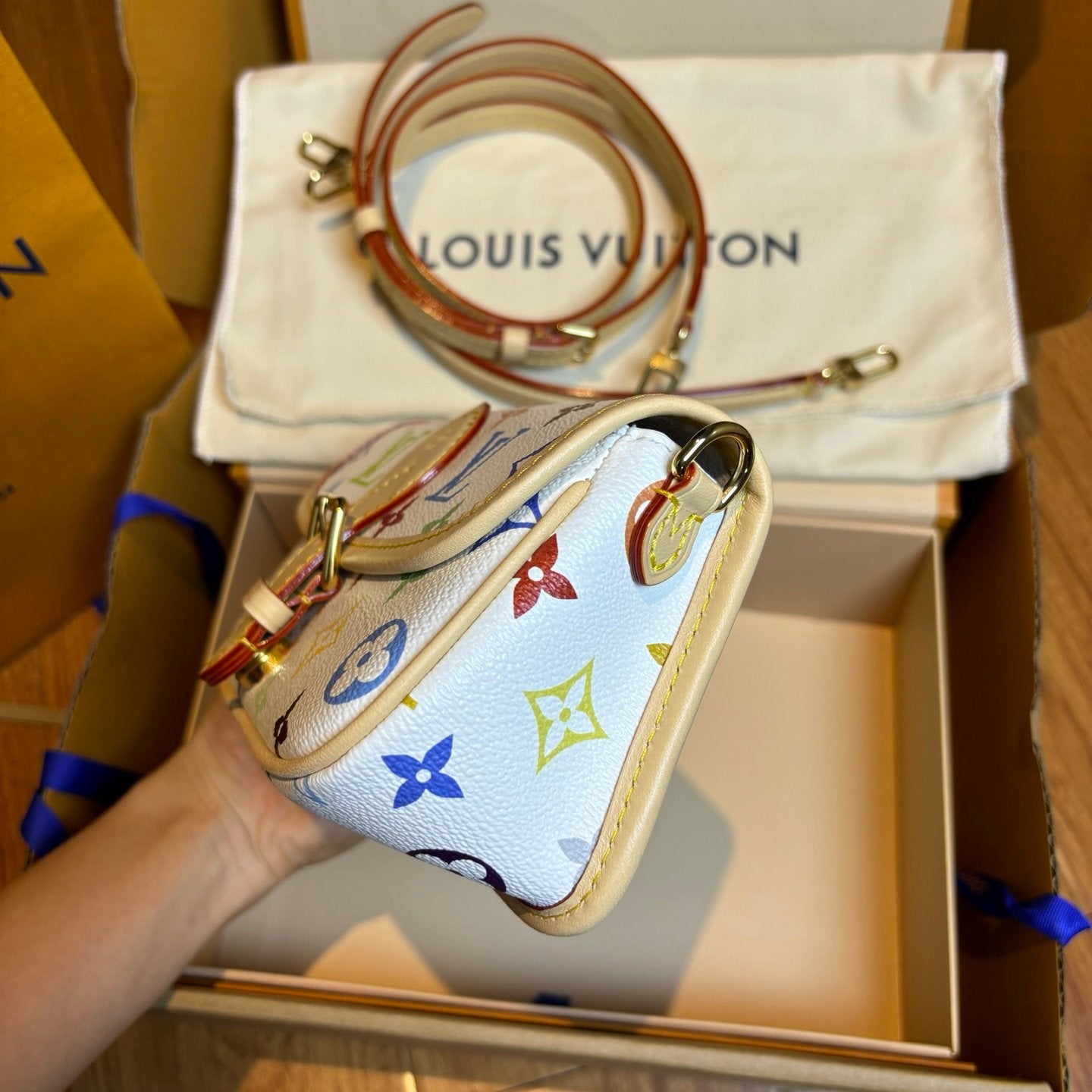 LV White Tricolor Nano Diane