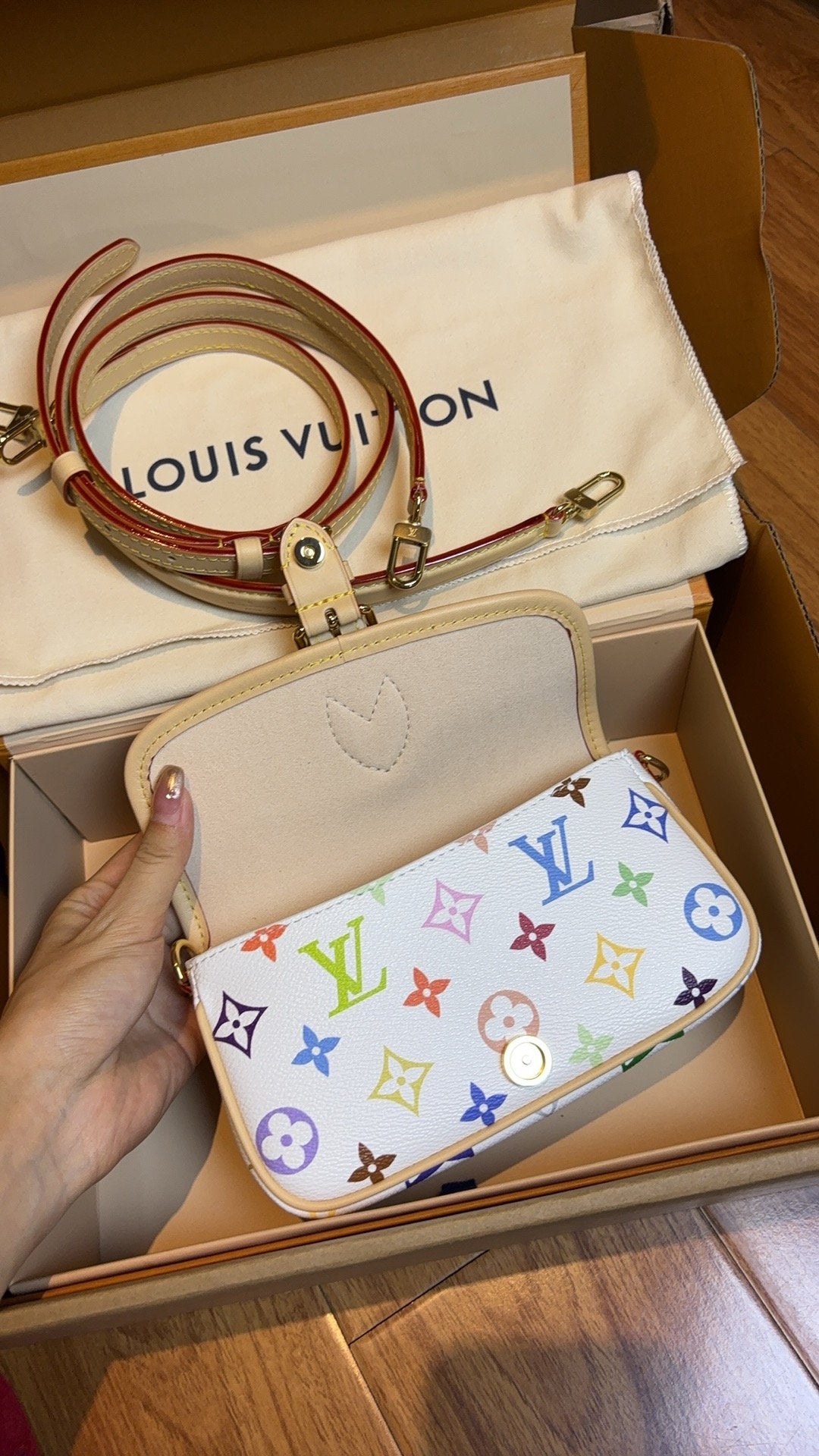 LV White Tricolor Nano Diane